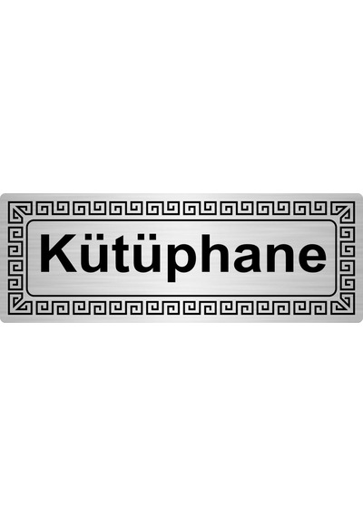 Kütüphane 7Cmx20Cm Metal Yönlendirme Levhası Gümüş Renk Metal
