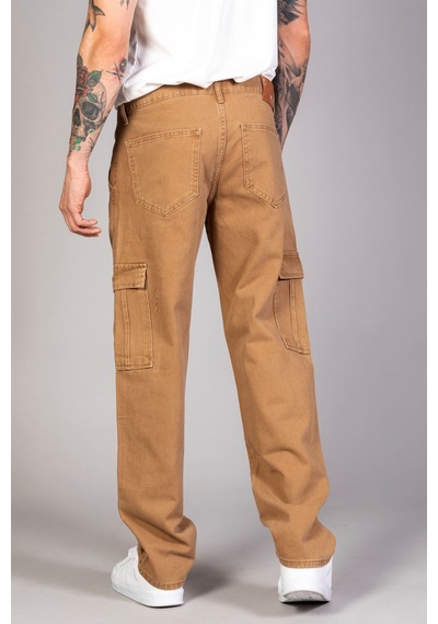 Little Cup Jeans Co Erkek Camel Baggy Fit Rahat Kalıp Kargo Pantolon