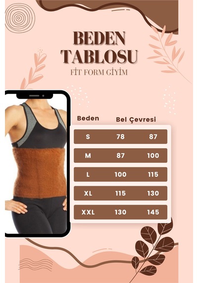 Ff Fit Form Giyim 2 Adet Deve Yün Model Bel Korse Kemer Kadın Erkek Kahverengi