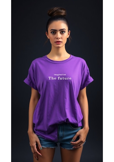 The Future Baskılı Oversize T-shirt Mor