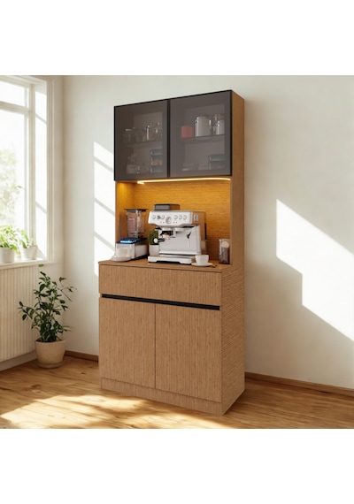 Nordıc Wood Led Li Kahve Köşesi Ünitesi Mını Kompakt Füme Cam Vitrin Komple Mdf Modern Mutfak Dolabı Kahverengi Nordıc Wood Led Li Kahve Köşesi Ünitesi Mını Kompakt Füme Cam Vitrin Komple Mdf Modern Mutfak Dolabı Kahverengi