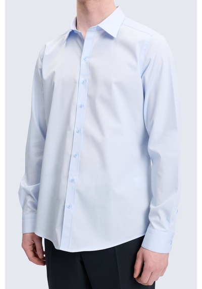 Hatemoğlu Mavi Slim Fit Slim Yaka Pamuklu Uzun Kollu Gömlek