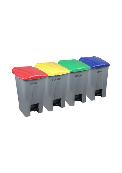Safell Pedallı Kağıt Plastik Cam Metal Ayrıştırma Kovası 70 Lt N11.8109