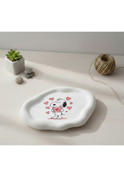 K42design Snoopy "sevgi Mektubu" Temalı El Yapımı Dekoratif Takı Ve Sunum Tepsisi 1