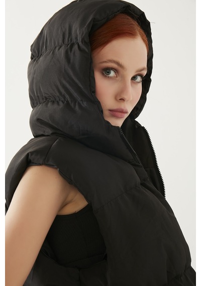 Meecy Kadın Oversize Şişme Yelek Black Black