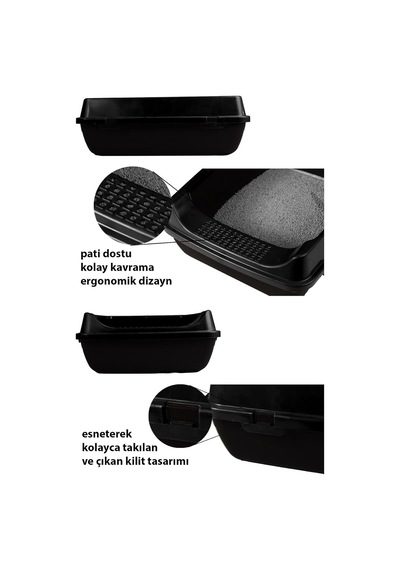 Tr Açık Kedi Tuvaleti, 50x37x17 Cm, Yüksek Kenarlı Kedi Tuvalet Kabı, Kum Küreği Hediyeli