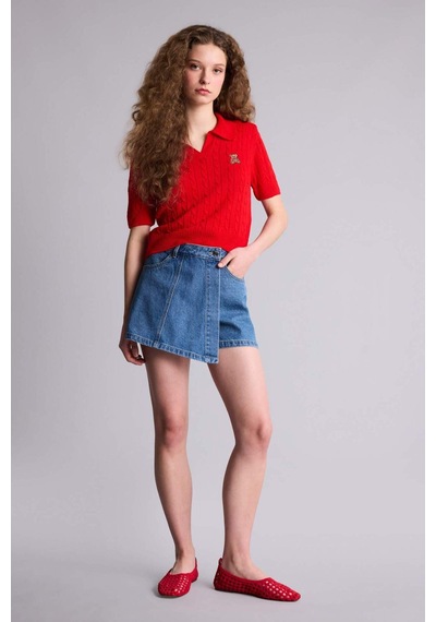 Defacto Slim Fit Ayıcıklı Kazak H5908ax26smrd292 Kırmızı-rd292