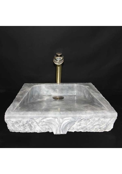 Gri Mermer Saray Işlemeli Lavabo