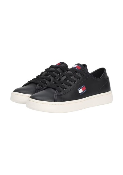 Tommy Hilfiger Kadın Hafif Tabanlı Kort Sneaker - Siyah Triple Black