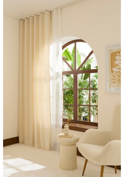 Kaşmir Home Perla Keten Fon Perde Krem 150x270 Cm Krem