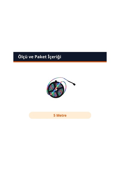 Trobus 5 Metre Çok Renkli Rgb Led Şerit Işık Silikonlu İç Ve Dış Mekan Aydınlatma