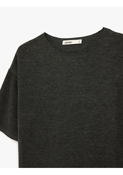 Koton Regular Fit Kısa Kollu Bisiklet Yaka Basic Tişört Antrasit 6sak50197ek Antrasit