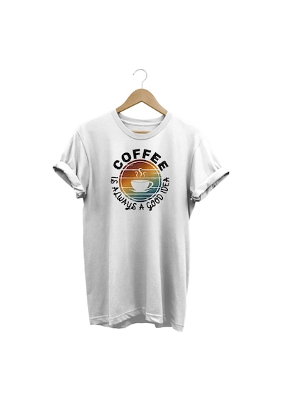 Coffee Baskılı Beyaz T-shirt Beyaz