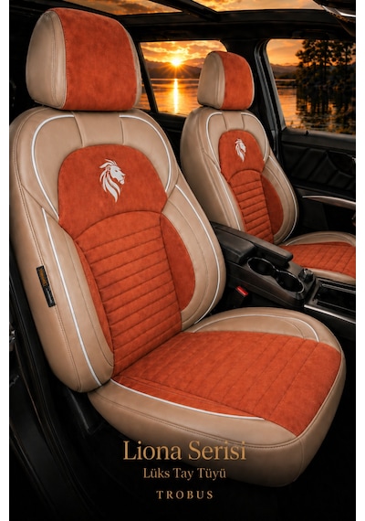 Fiat Albea 2002-2012 Araca Uyumlu Premium Tay Tüyü Koltuk Kılıfı Liona Serisi Tarçın