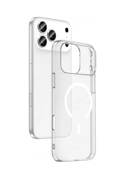 Teknomoda Apple Uyumlu iPhone 17 Pro Max Kılıf Sararmaz Slim Magsafe Kablosuz Şarj Manyetik Sert Şeffaf Kapak Şeffaf