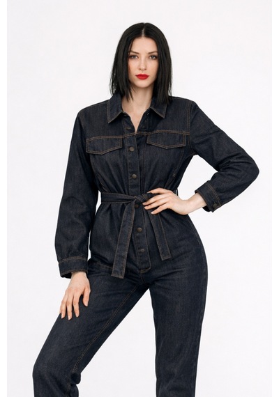 Kadın Geniş Paça Yüksek Bel Denim Pantolon Indigo Form mavi