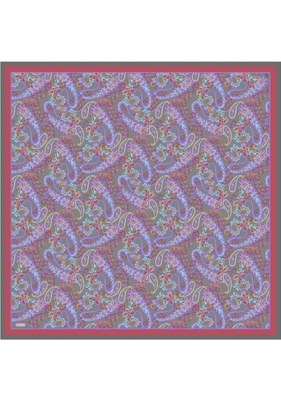 BELLİ Saf İpek Eşarp 4101d02 Sura İpek -3683 - 90 X 90 / Kırmızı - Füme Kırmızı - Füme