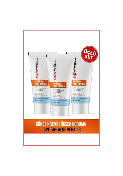 3x Güneş Kremi Yüksek Koruma Spf 50 Aloe Vera