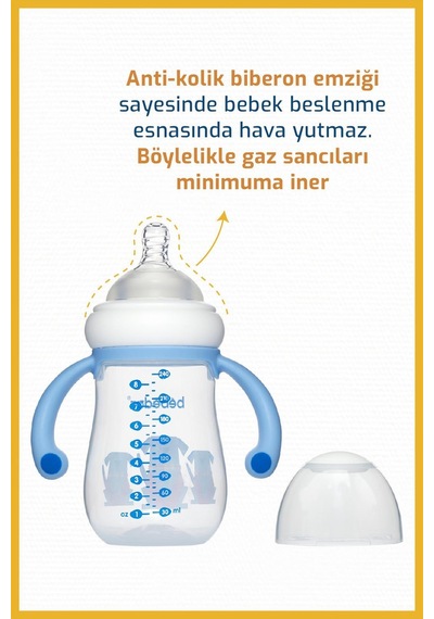 Bebedor Geniş Ağızlı Kulplu Pp Biberon 240 ML 99322 Çok Renkli