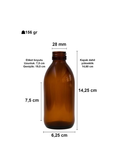 Lexroo Amber Ecza Şişesi, 250 Ml, Kahverengi Cam, Plastik Contalı Kilit Kapak