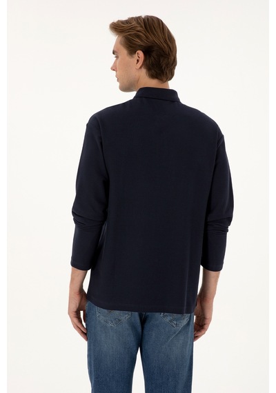 U.S. Polo Assn. Erkek Comfort Fit Yarım Fermuarlı Lacivert Sweatshirt 50313754-VR033