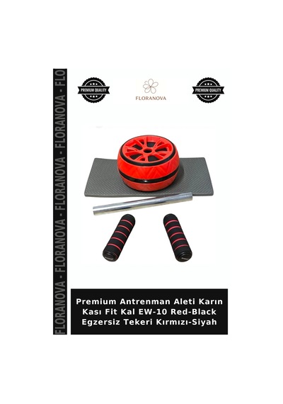 Premium Antrenman Aleti Karın Kası Fit Kal Ew-10 Red-black Egzersiz Tekeri Kırmızı-siyah