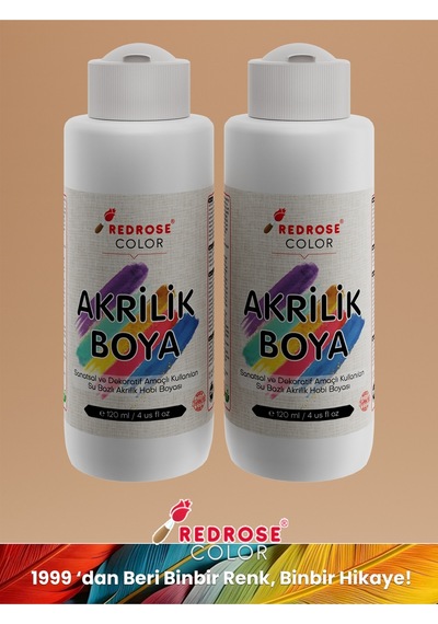 Red Rose Beyaz Akrilik Boya 2'li Set 2 x 120 ML