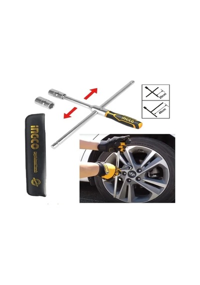 İngco Çelik Pro 1/2'' Çapraz Bijon Anahtar 17-19-22-23 Bijon Sökme Anahtarı
