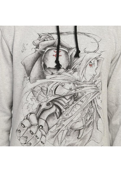 Bant Giyim - Fullmetal Alchemist Kapşonlu Erkek Sweatshirt Hoodie Gri