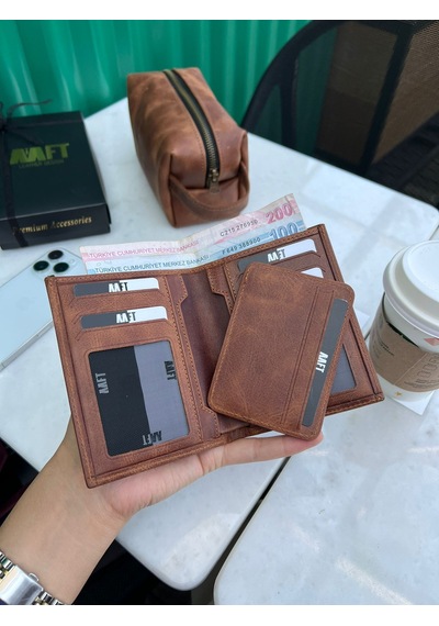 Mft Leather Hakiki Deri Erkek Cüzdan - Kartlıklı, İsim Yazılı, Kişiye Özel Gloria 1421 - Tiguan Taba Tiguan Taba