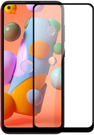 Samsung Galaxy Uyumlu A11 Siyah 5D Tam Kaplayan Ekran Koruyucu Cam