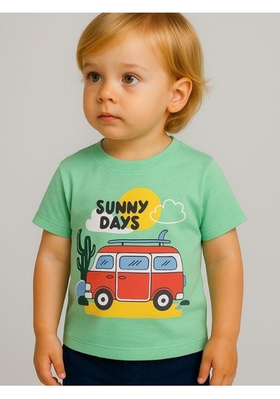 Divonette Erkek Bebek Sunny Days Baskılı T-shirt-15697 Yeşil