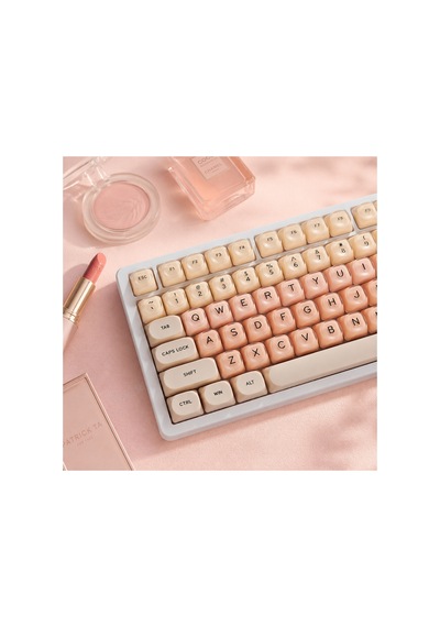 Leaven 128 Tuş Pbt Keycap Seti - Retro Yuvarlak Moa Profil Cherry Mx Uyumlu Klavye Tuşları - Bej