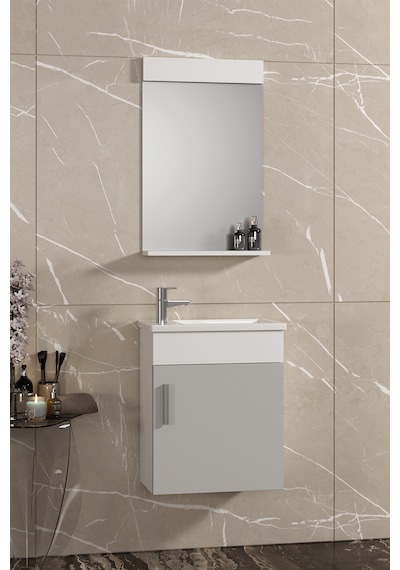 Lale 42x24 Cm Beyaz-sis Gri Mdf Seramik Lavabolu Asma Banyo Dolabı Takımı Lale 42x24 Cm Beyaz-sis Gri Mdf Seramik Lavabolu Asma Banyo Dolabı Takımı