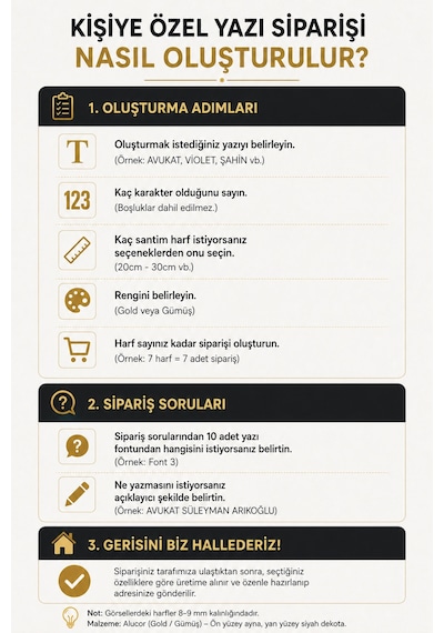 Alucor Kişiye Özel Aynalı Harf Tabela Gold / Gümüş Alucor Harf 20-50 Cm Hazır Şablonlu Kolay Montaj Ofis, İş Yeri Ve Kapı Tabelası Gümüş