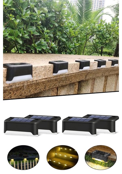 Mobee Solar Güneş Enerjili Köşebent Merdiven Veranda Bahçe Led Lamba 4lü Dekor Bahçe Aydınlatma 1430 Sku: Smg8690010010025