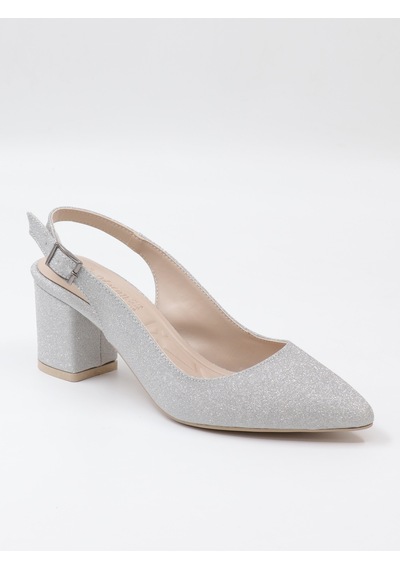 Nesilshoes Nesil Shoes Özma 7004-1 Gümüş Simli Kadın Sandalet