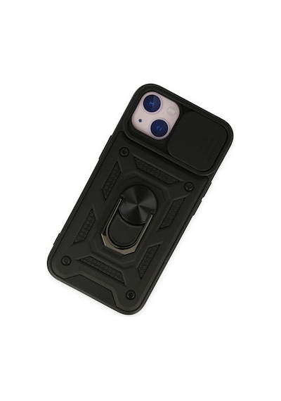 Apple iPhone Uyumlu 14 Kılıf Pars Lens Yüzüklü Silikon - Siyah İtdark27614