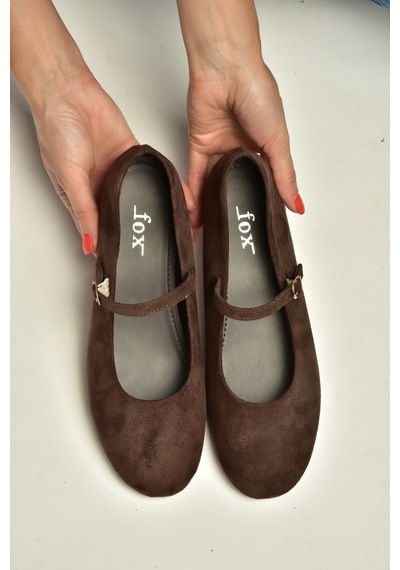 Fox Shoes Y250770702 Kahverengi Süet Alçak Dolgu Tabanlı Kadın Ayakkabı