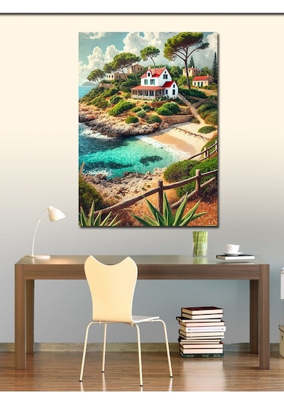 Kanvas Tablo Sahil Kenarında Evler 50cmx70cm
