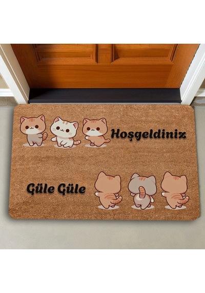 Valerine Life Üçlü Sevimli Yavru Kediler Hoş Geldiniz Ve Güle Güle Kapı Önü Paspası 45x70cm Valerine Life Üçlü Sevimli Yavru Kediler Hoş Geldiniz Ve Güle Güle Kapı Önü Paspası 45x70cm
