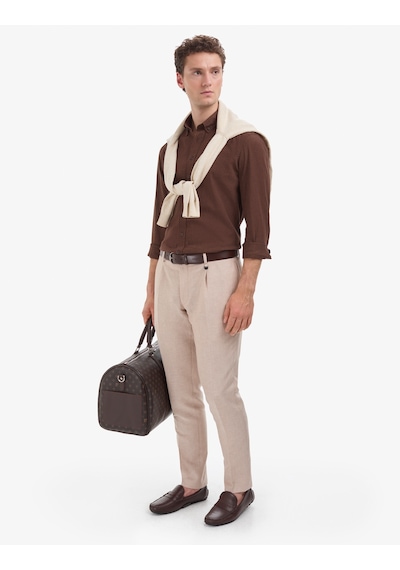 Pierre Cardin Erkek Koyu Kahverengi Gömlek Desenli 50325356-vr084