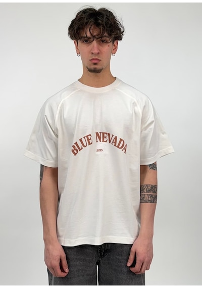 Zaee Blue Nevada Baskılı Oversize Tişört Beyaz