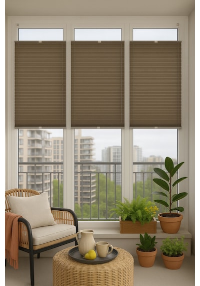 Antrasit Plise Katlanır Cam Balkon Perdesi - Ofis Perdesi - Mutfak Perdesi - Salon Perdesi