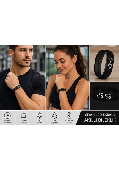 Siyah Led Ekranlı Akıllı - Titreşimli Ve Alarm Özellikli Adımsayar