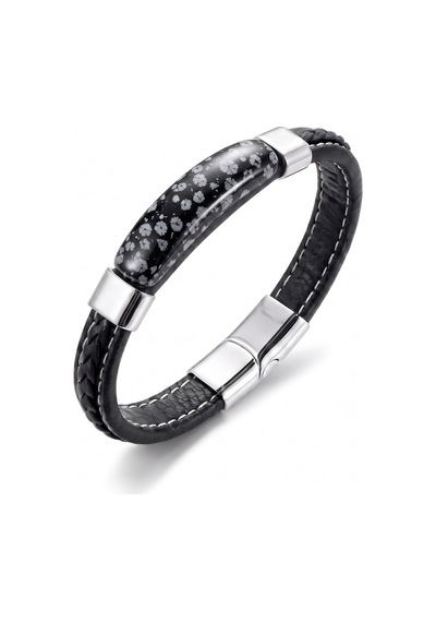 Moncuk Design Obsidyen Nova Doğal Taşlı Deri Çelik Erkek Bileklik 33512b1d18 Çok Renkli