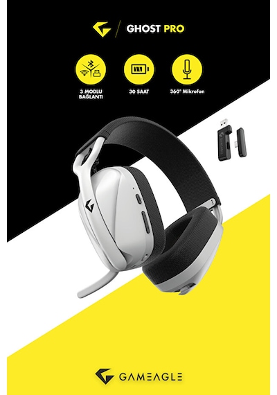 Gameagle Ghost Pro Triple Mode Bluetooth 5.3 Profesyonel Mikrofonlu Kulak Üstü Oyuncu Kulaklığı