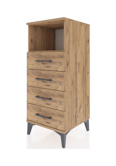 Hyperion Komodin Tek Raflı 4 Çekmeceli 44x44x106 Çam-çam Çam