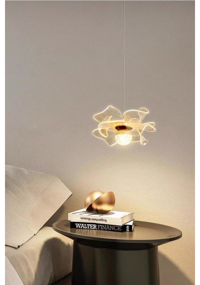 Magnolya Gold Kaplama 3 Renk Metal Salon Mutfak Oturma Yatak Odası Modern Led Sarkıt Avize Sarı