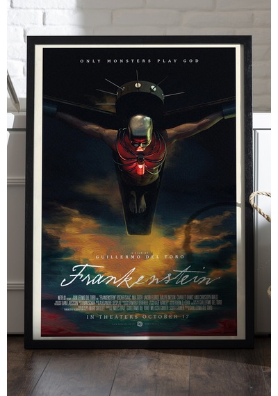 Frankenstein Siyah Ahşap Çerçeveli Poster, Film Duvar Tablosu